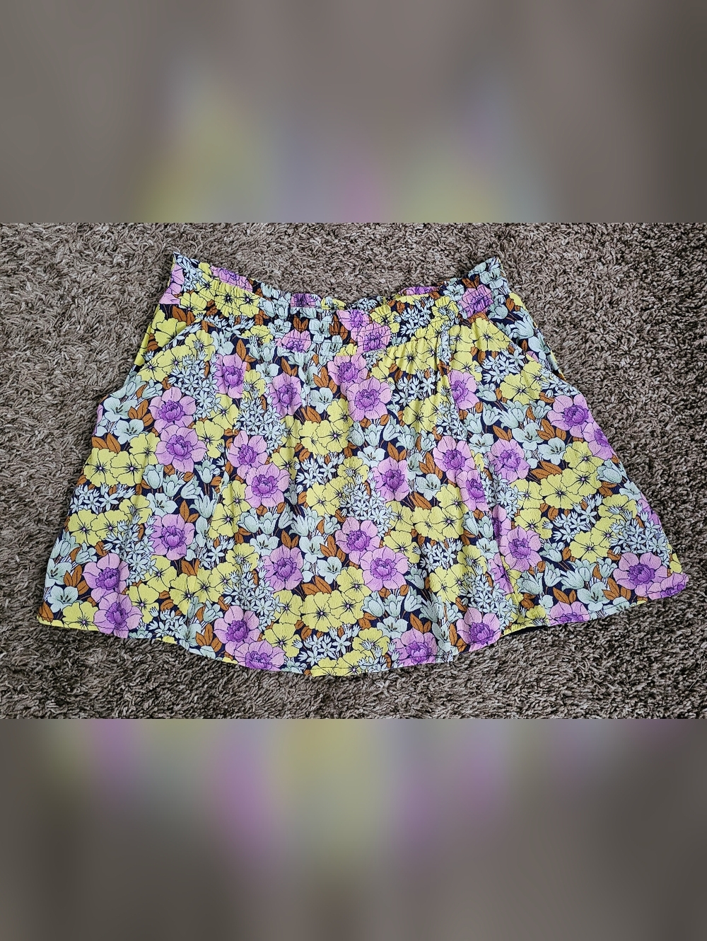 Anthropologie LeifNotes Flower Lined Mini Skirt SZ 4 Floral Medium Bright Colors